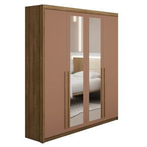 Guarda Roupa Solteiro Dubai Com Espelho 4 Portas Nature Camarim Vr