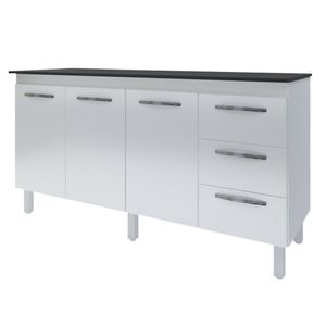 Balcão Com Tampo Diana 150 Cm Branco Preto Moblis