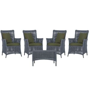 4 Poltronas E 1 Mesa Igapó Alumínio Preta Corda Náutica E13 Prata