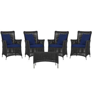 4 Poltronas E 1 Mesa Igapó Alumínio Fendi Corda Náutica E10 Preto