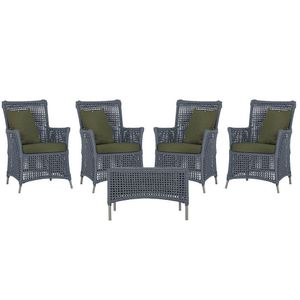 4 Poltronas E 1 Mesa Igapó Alumínio Fendi Corda Náutica E13 Prata