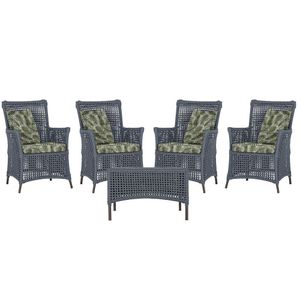 4 Poltronas E 1 Mesa Igapó Alumínio Marrom Corda Náutica E5 Prata