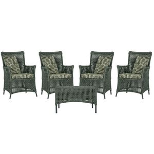 4 Poltronas E 1 Mesa Igapó Alumínio Preta Corda Náutica E5 Verde