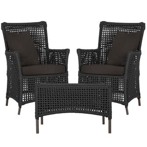 2 Poltronas E 1 Mesa Igapó Alumínio Marrom Corda Náutica E9 Preto