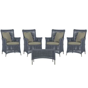 4 Poltronas E 1 Mesa Igapó Alumínio Fendi Corda Náutica E8 Prata