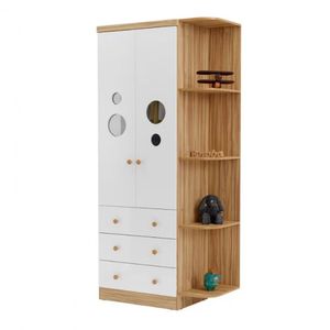 Guarda-roupa Infantil Duda Plus Com 2 Portas Peroba Móveis Branco Com Amêndoa