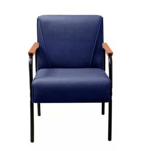 Poltrona Decorativa Para Recepção Jade Braço Metal Veludo Azul Marinho