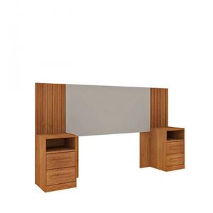 Painel Para Cama Box Casal Ripado Barcelona 4 Gavetas Cinamomo - Off