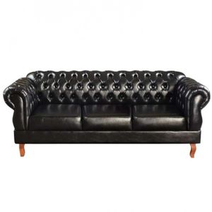 Sofá Duquesa Chesterfield 3 Lugares Retrô Courissimo Preto