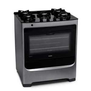 Fogão Consul 5 Bocas Inox Com Mesa De Vidro E Trempe De Ferro Fundido CFS5VAR Bivolt