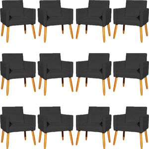 Kit 12 Poltronas Decorativa Para Sala Nina Suede Cores Pé Palito 30cm Castanho - Suede