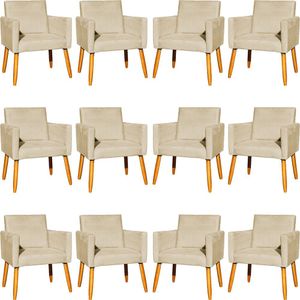 Kit 12 Poltronas Decorativa Para Sala Nina Suede Cores Pé Palito 30cm Castanho - Suede