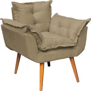 Poltrona Decorativa Alice Suede Cores Pé Trapézio 30cm Castanho - Nude, Suede