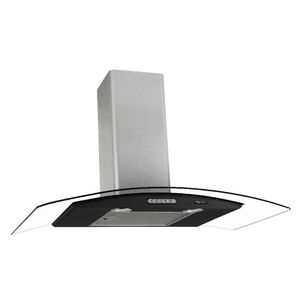 Coifa de Parede 90 cm Vidro Curvo Terim Black Inox 110V