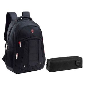 Kit Mochila Escolar Notebook Sbfp-6207 E Estojo Académie Preto - Fuseco