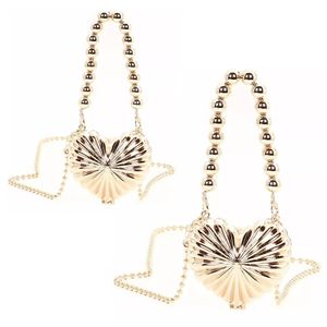 Kit 2 Minis Bolsas Feminina Em Formato De Coração Metalizadas Para Festa Dourado