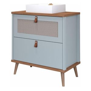 Gabinete Para Banheiro 80cm 100% Mdf 1 Gaveta 1 Porta Basculante Veneto Mgm Móveis Pistache/freijo Pistache/freijo