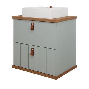 Gabinete Para Banheiro 80cm 100% Mdf 1 Gaveta 1 Porta Basculante Milano Mgm Móveis Pistache/freijo Pistache/freijo