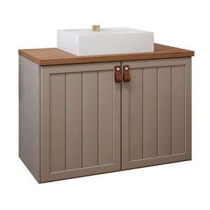 Gabinete Para Banheiro 80cm 100% Mdf 2 Portas Alure Mgm Móveis Cappuccino/freijo Cappuccino/freijo