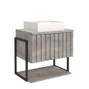 Gabinete Para Banheiro 60cm 100% Mdf Metalon 20x20 1 Porta Basculante Frisê Mgm Móveis Cimento Metalon Cimento
