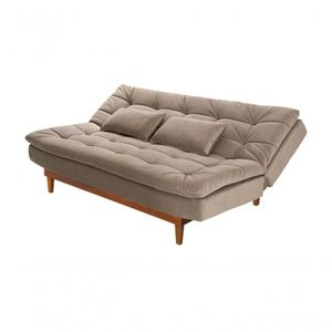 Sofá Cama Dubai 3 Lugares Império Reclinável Casal Pés Madeira Espuma Especial D33 Madero Chocolate 377