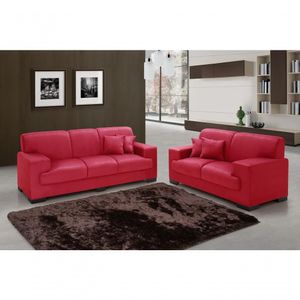 Sofá Manu Conjunto 2 E 3 Lugares Clássico Fixo Confortável Sala Império Vermelho 373