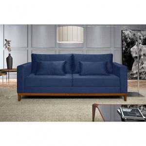Sofá Bahamas 1,70 Veludo Living Fixo Império Veludo Azul Marinho 171