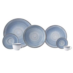 Aparelho De Jantar 42 Peças Esfera Azul Celeste Schmidt
