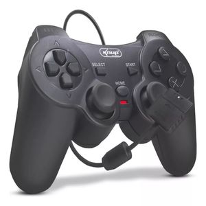 Controle Joystick Manete Ps2 Ps1 Plug And Play Dualshock Preto Com Fio