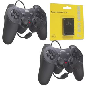 Kit 2 Controles Joystick Manete Ps2 Ps1 Plug And Play Dualshock Com Memory Card 8gb