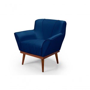 Cadeira Poltrona Yasmin Veludo Decorativa Império Estofados Azul Marinho