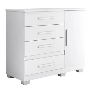 Comoda New Florença Quarto Com 4 Gavetas E 1 Porta - Branco