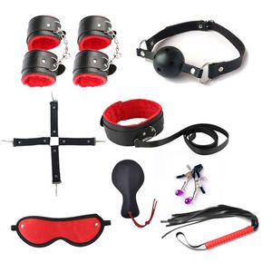 Kit Sadomadoquismo Bdsm 10 Peças Fetiche Algema Chicote Palmatoria Dominatrix Erotico Bondage