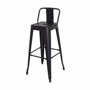 Banqueta Tolix Iron Com Encosto Preto Fosco Industrial Aço Cozinha Bar Bistrô Bancada