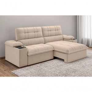 Sofá Stylus 2,10m Retrátil-reclinável Com Porta Copos E Cooler Suede Capuccino - Xflex Sofás