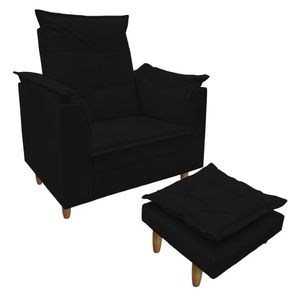 Poltrona De Amamentação Com Puff Isabella Luxo Bellamado Preto