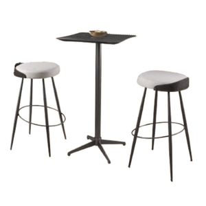 Conjunto Mesa Bistrô Copa ébano Com 2 Banquetas Metal Grafite