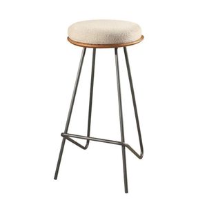 Banqueta Canastra Boucle Off White Base Metal Grafite