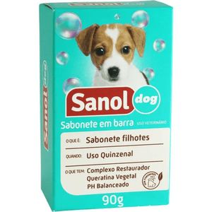 Sabonete Em Barra Sanol Dog Para Cães E Gatos - Filhotes 90g
