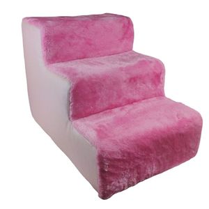 Escadinha Pet Luxo Cachorro Caes Gato Princesa Subir Aveludado 3 Degraus Escada Altura