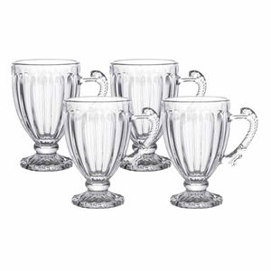 Jogo 4 Xícaras De Chá Cristal Renaissance 200ml Lyor