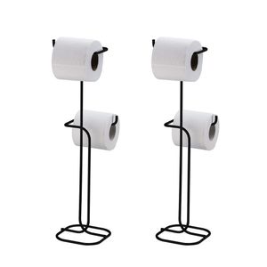 Kit 2 Suportes Para Papel Higiênico De Chão Preto Fosco Future