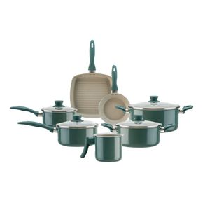 Jogo De Panelas Brinox Antiaderente Ceramic Life 7 Peças Easy Verde Jade Verde