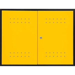Armário Superior Multiuso Modular Vonder Aéreo Capacidade 15kg Aço Carbono Preto E Amarelo Fechadura