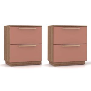 Kit 2 Mesas De Cabeceira Dubai 2 Gavetas Nature Camarim Vr