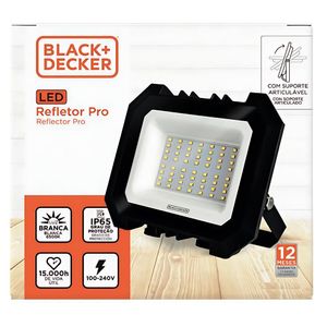 Refletor Led Pro 100-240v 6500k 50w 4000 Lúmens Ip65 Black+decker