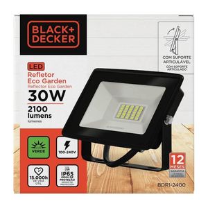 Refletor Led Eco Garden Verde 100-240v 30w 2100 Lúmens Ip65 Black+decker