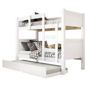 Beliche Solteiro Com Cama Auxiliar Alaska Para Colchão Até 0,88m Branco Conquista Móveis