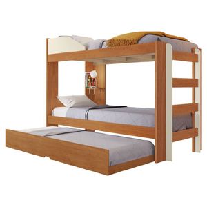 Beliche Solteiro Com Cama Auxiliar Malta Para Colchão Até 0,88m Off White / Madeirado Conquista