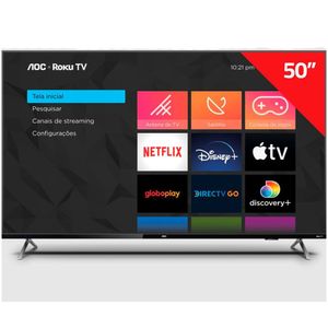 Smart TV Roku 50 Polegadas 50 Polegadas 4K 50U6125/78G Serie 6125 AOC Preto Bivolt